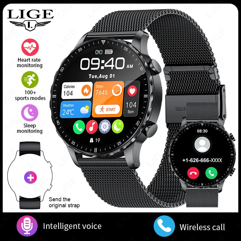 Elegante Smartwatch mit Bluetooth-Telefonie, Gesundheitsüberwachung & IP68 – Für Android & iOS Shoppingdorf