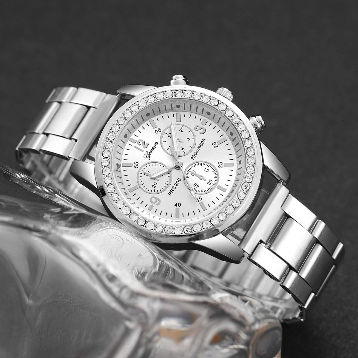 Damen Schmuckset – Quarzuhr & 3 Armbänder mit Strass Shoppingdorf