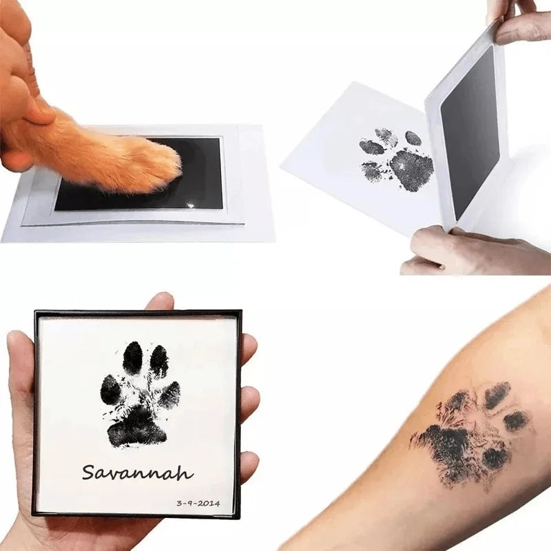 Haustier Pfoten-Abdruck Gedenkset – Hund oder Katze | DIY Tintenfreies Handabdruck & Pfotenstempel-Kit Spieldorf