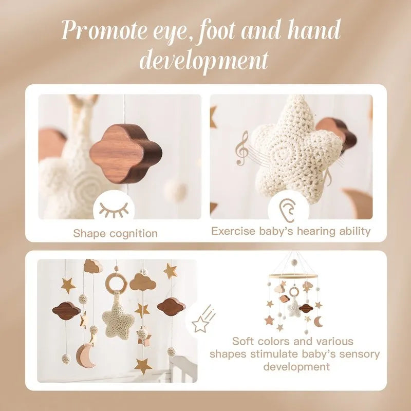 Baby Mobile aus Holz – Mit Musikbox & Glocken für Babybett Spieldorf