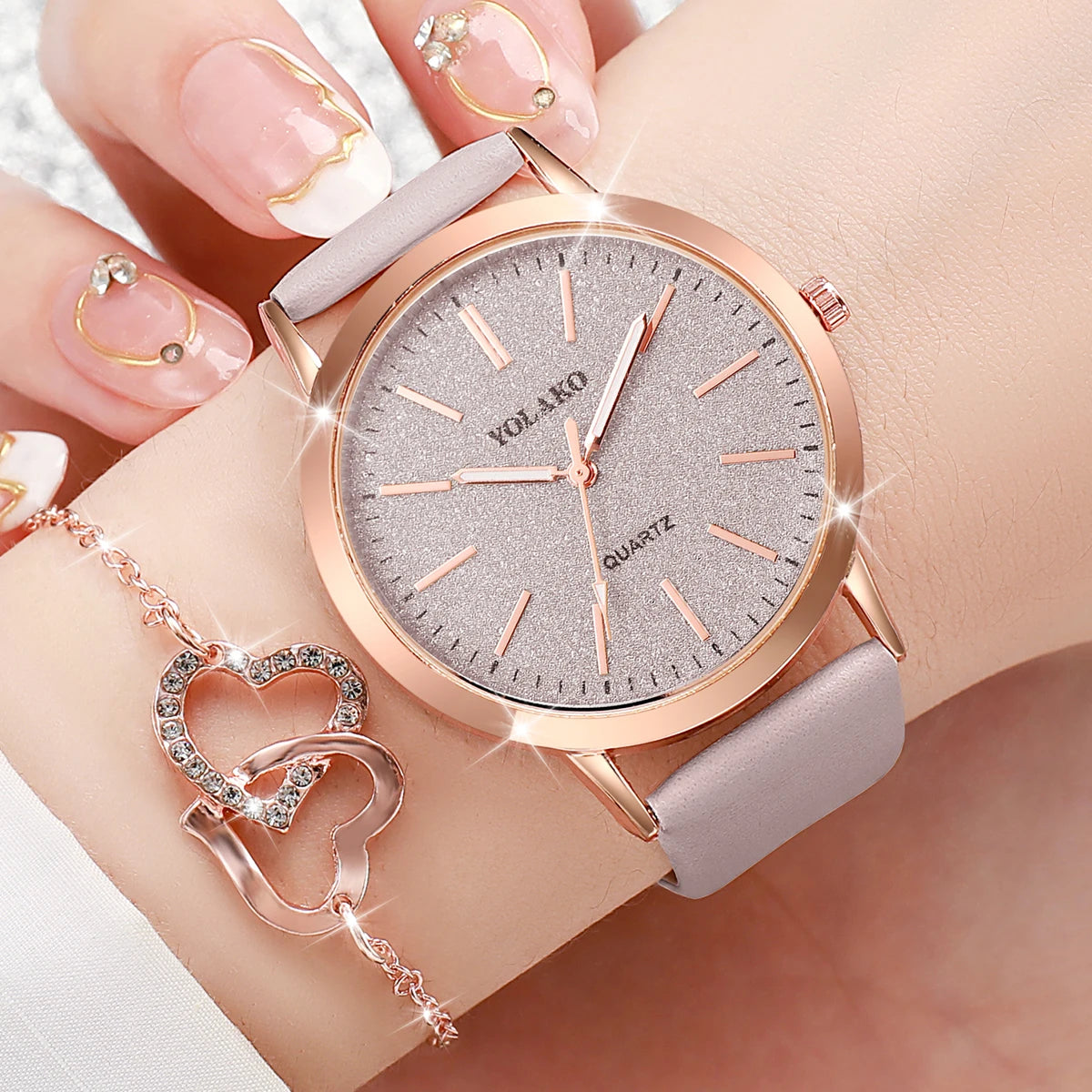 Damen Schmuckset – Quarzuhr mit Lederband & 5 Schmuckstücke Shoppingdorf