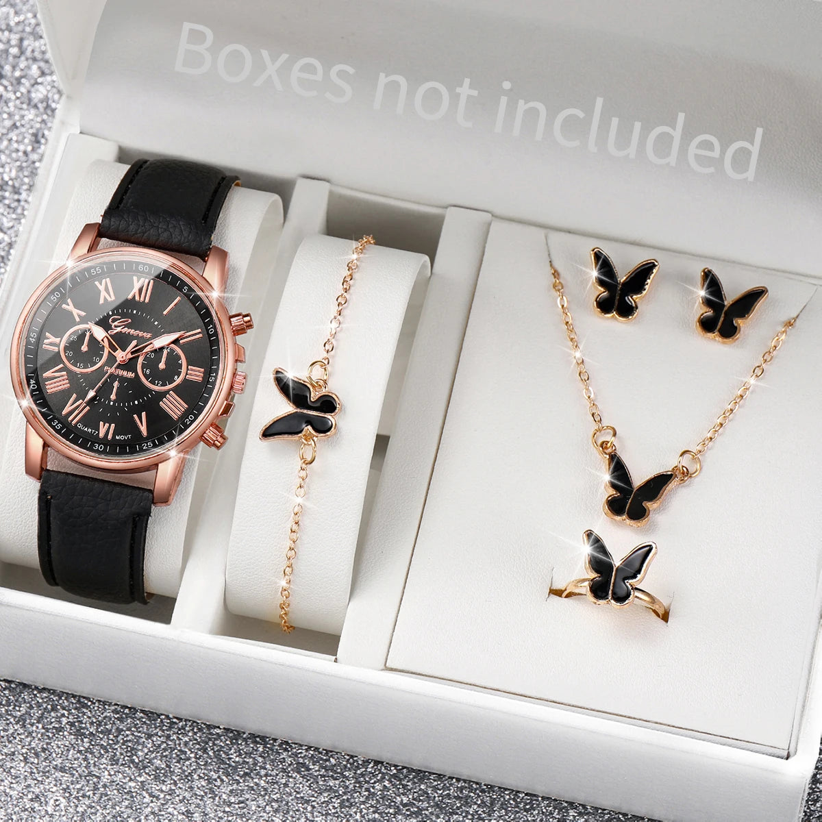 Elegante Damen-Quarzuhr mit Lederarmband & römischen Ziffern – 42 mm Edelstahlgehäuse Shoppingdorf
